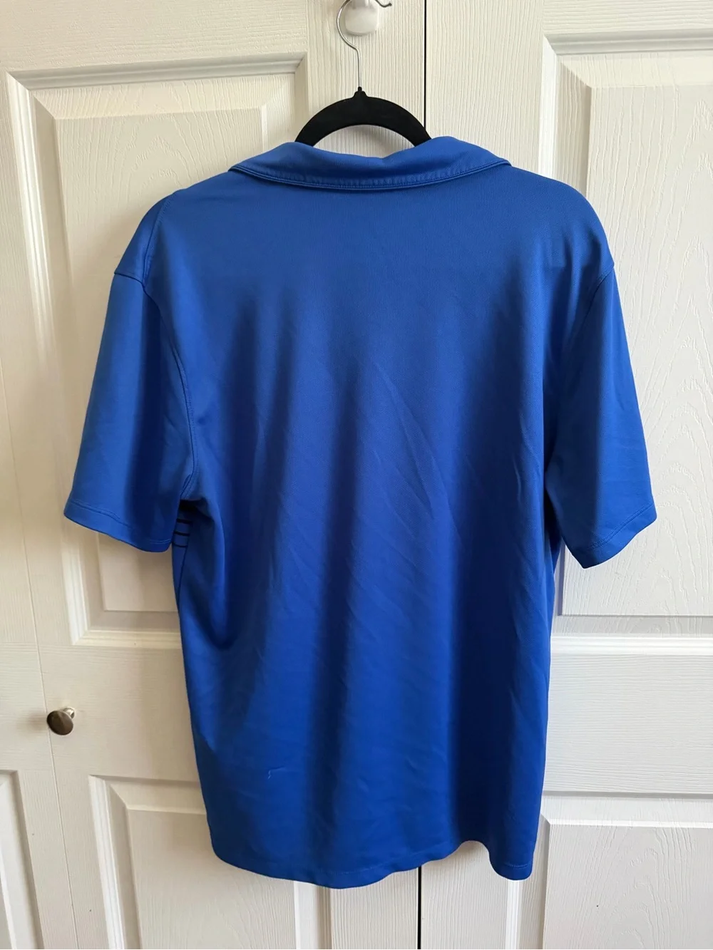Nike Blue Short Sleeve Polo with Black Horizontal Stripes